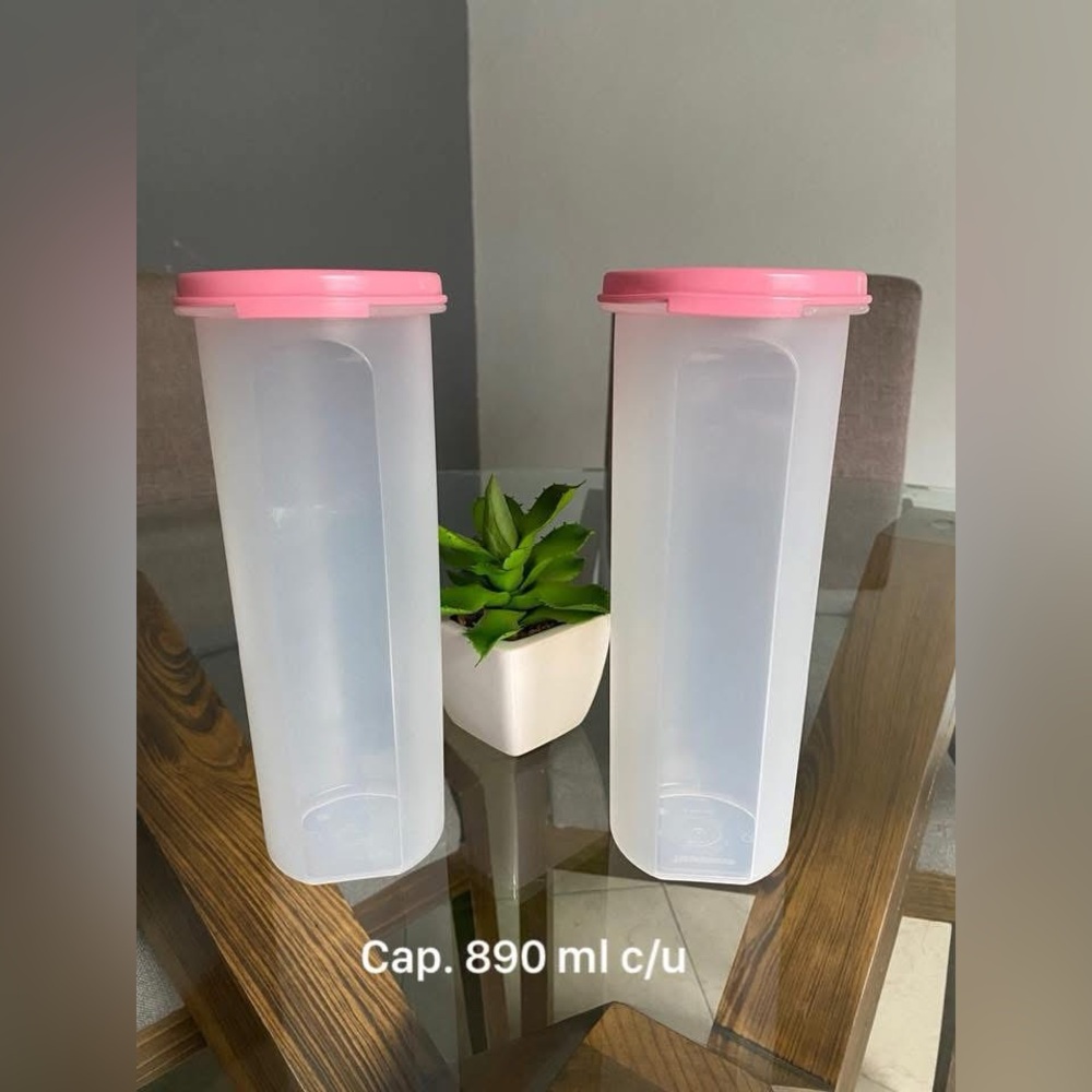 Tupperware Modular Mates #4 Round 30 oz. / 890mil Clear with Pink Seal New